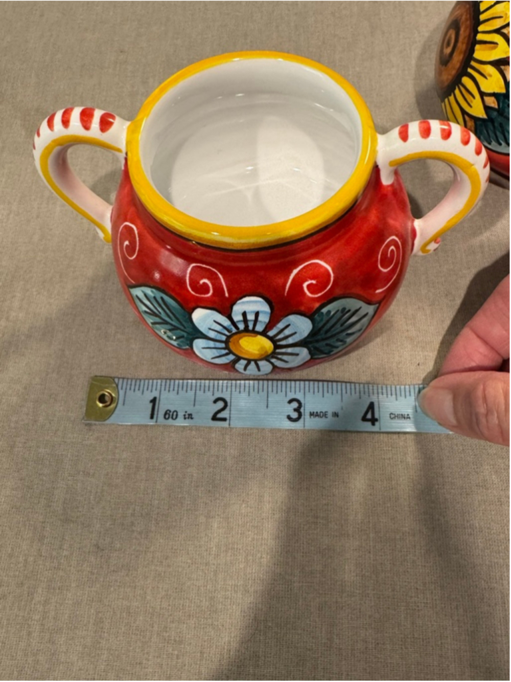 SBERNA DERUTA Red & Yellow Floral Creamer & Sugar Set One Size - Picture 11 of 13